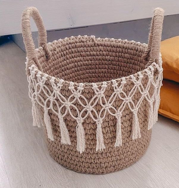 Cesta para pan de macramé